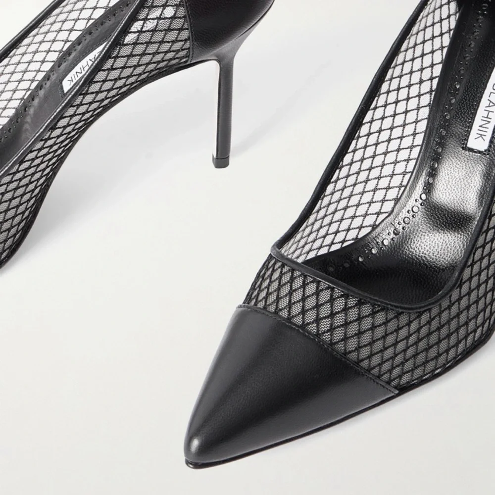 Manolo Blahnik Black Mesh Heels - Picture 2 of 3